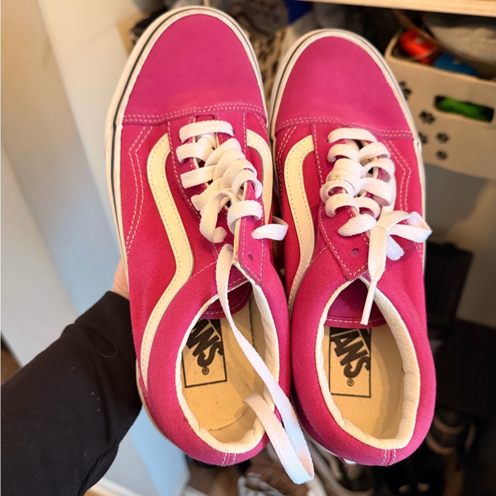 Vans Women's Fuchsia and White Sneakers